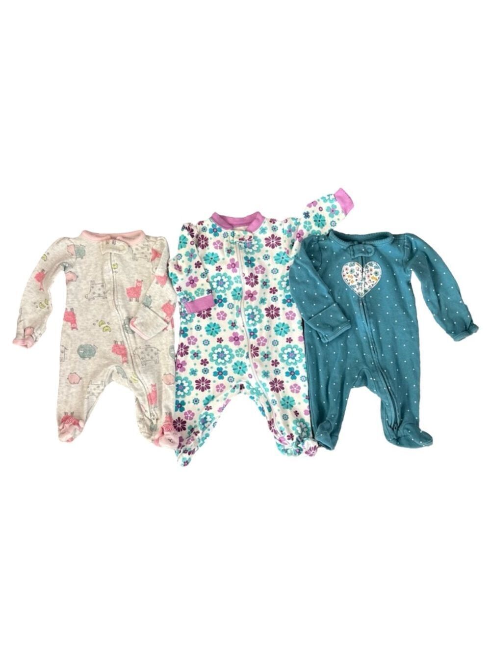 Carter's Pink, Blue, and Cream Kids Footies Set